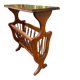 Vintage wooden side table with magazine rack – End table / Vinyl furniture