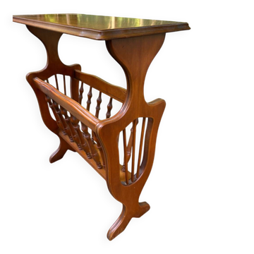 Table d'appoint porte-revues vintage en bois – Bout de canapé / Meuble viny