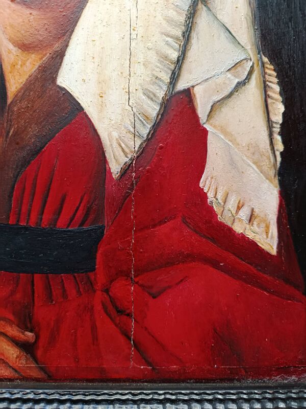 huile sur bois,  portrait Marguerite VAN EYCK, copie d'Henri BOURINET 1982