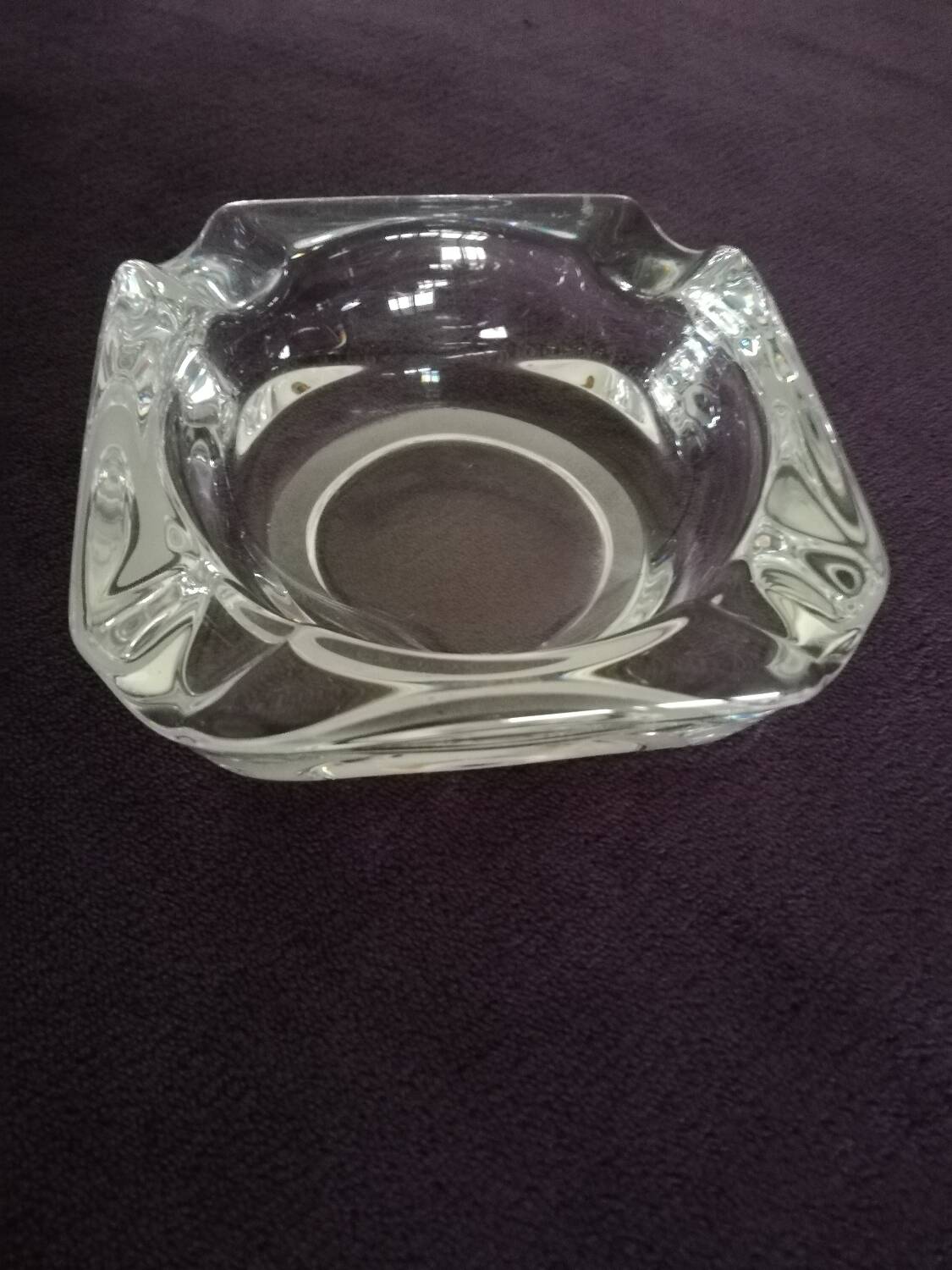 Square solid glass ashtray