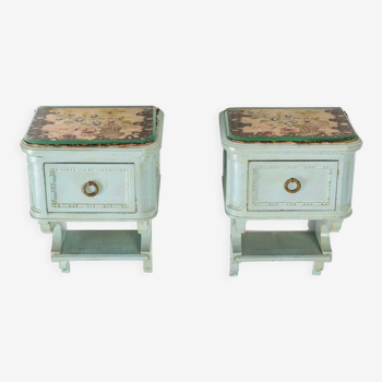 Pair of wall consoles with embroidery, early twentieth century