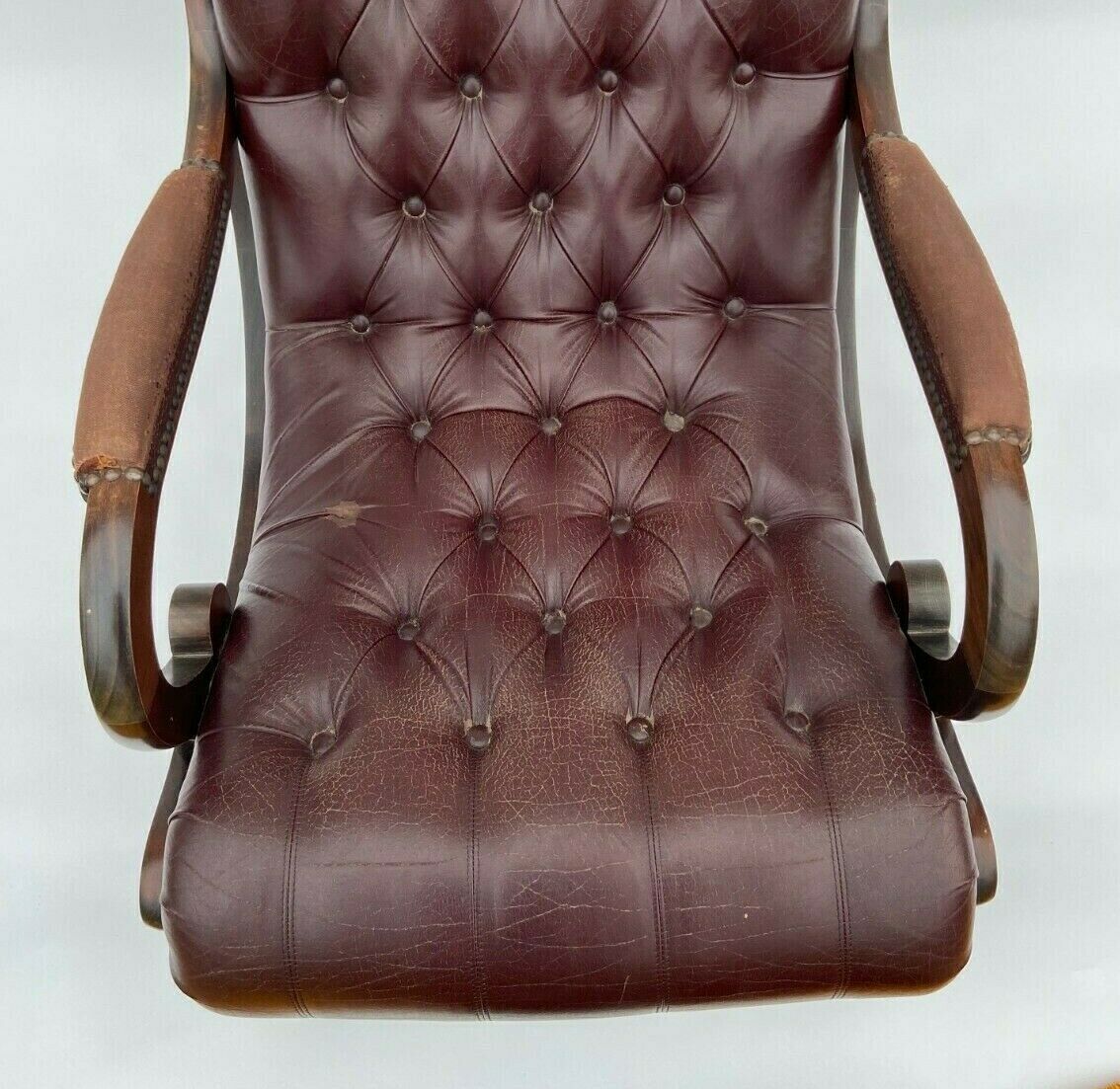 English 1960 english brown leather rocking chair