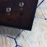 Vintage berber rug in ivory and blue wool