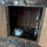 Antique wedding furniture from Rajasthan in carved wood, with inlays.