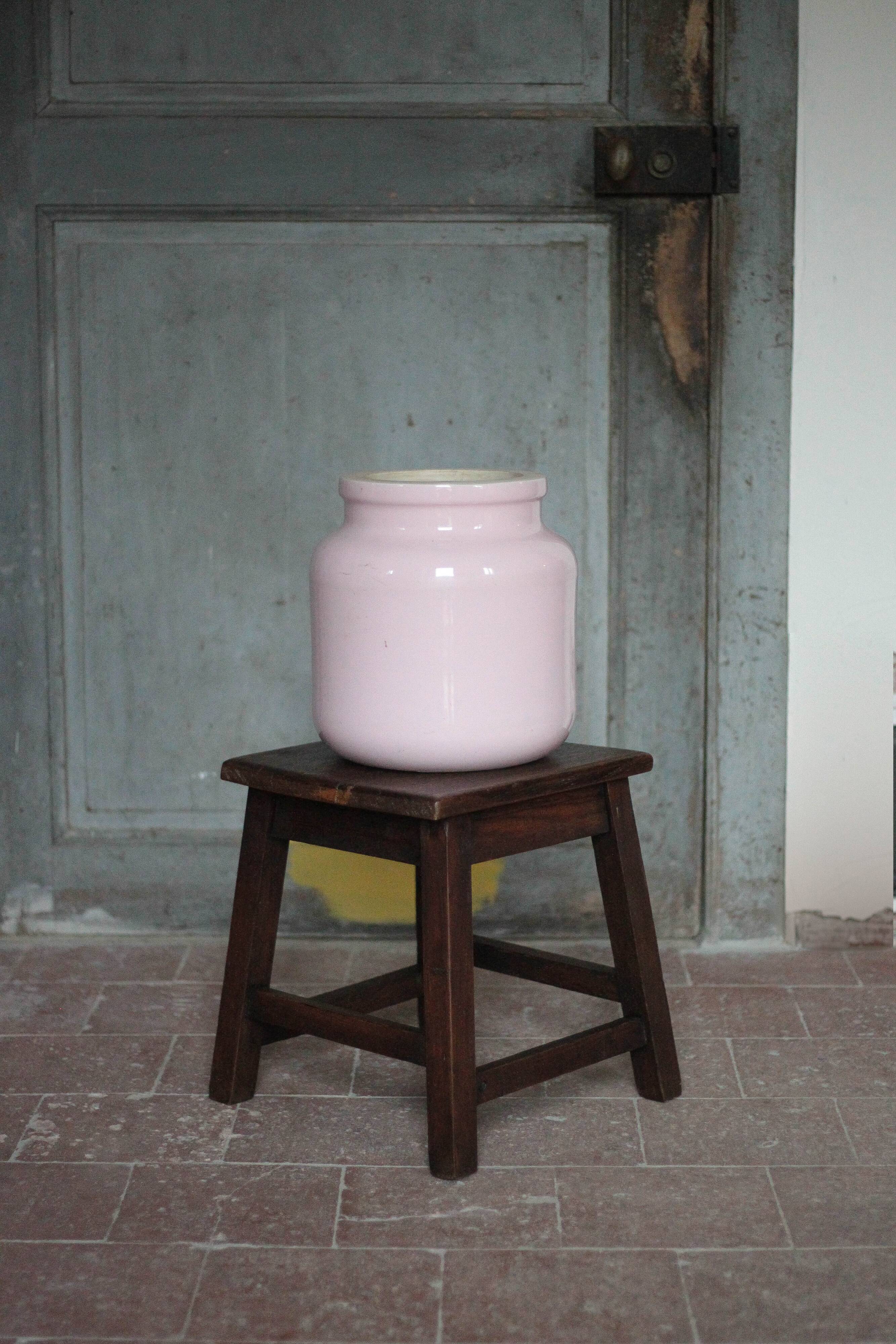 Pot porcelaine XL, jarre porcelaine rose,vase, rangement, déco