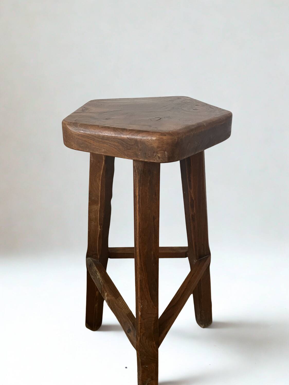 High stool in elm by Olavi Hanninen