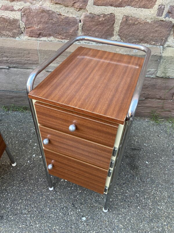 Paire de chevets Formica mid-Century vintage 1970 french bedside