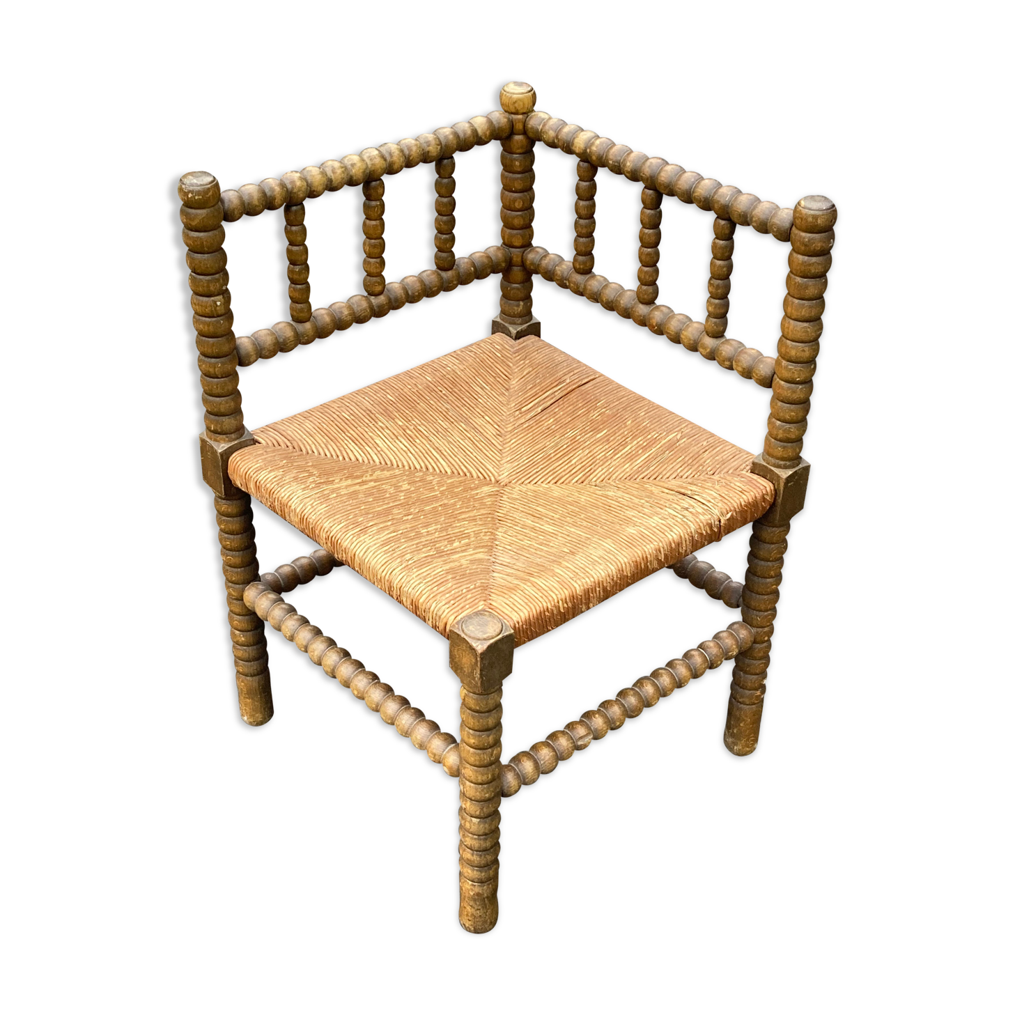 Chaise d’angle en bois tourné
