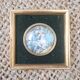 Miniature Romantic scene in gilded wood and velvet