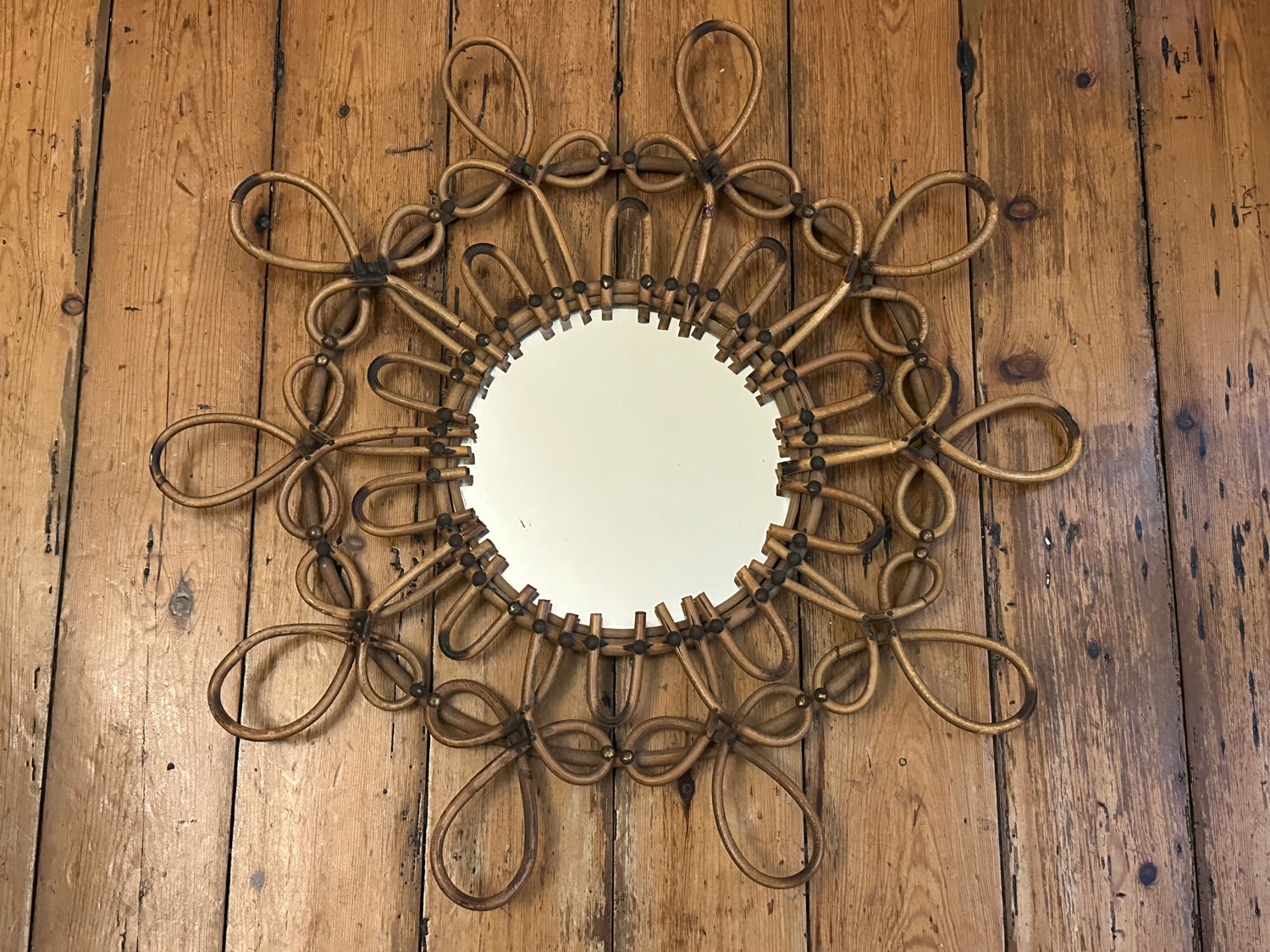 Vintage rattan mirror