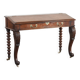 Bureau/table d'écriture en chêne antique anglais du 19ème siècle sur roulettes