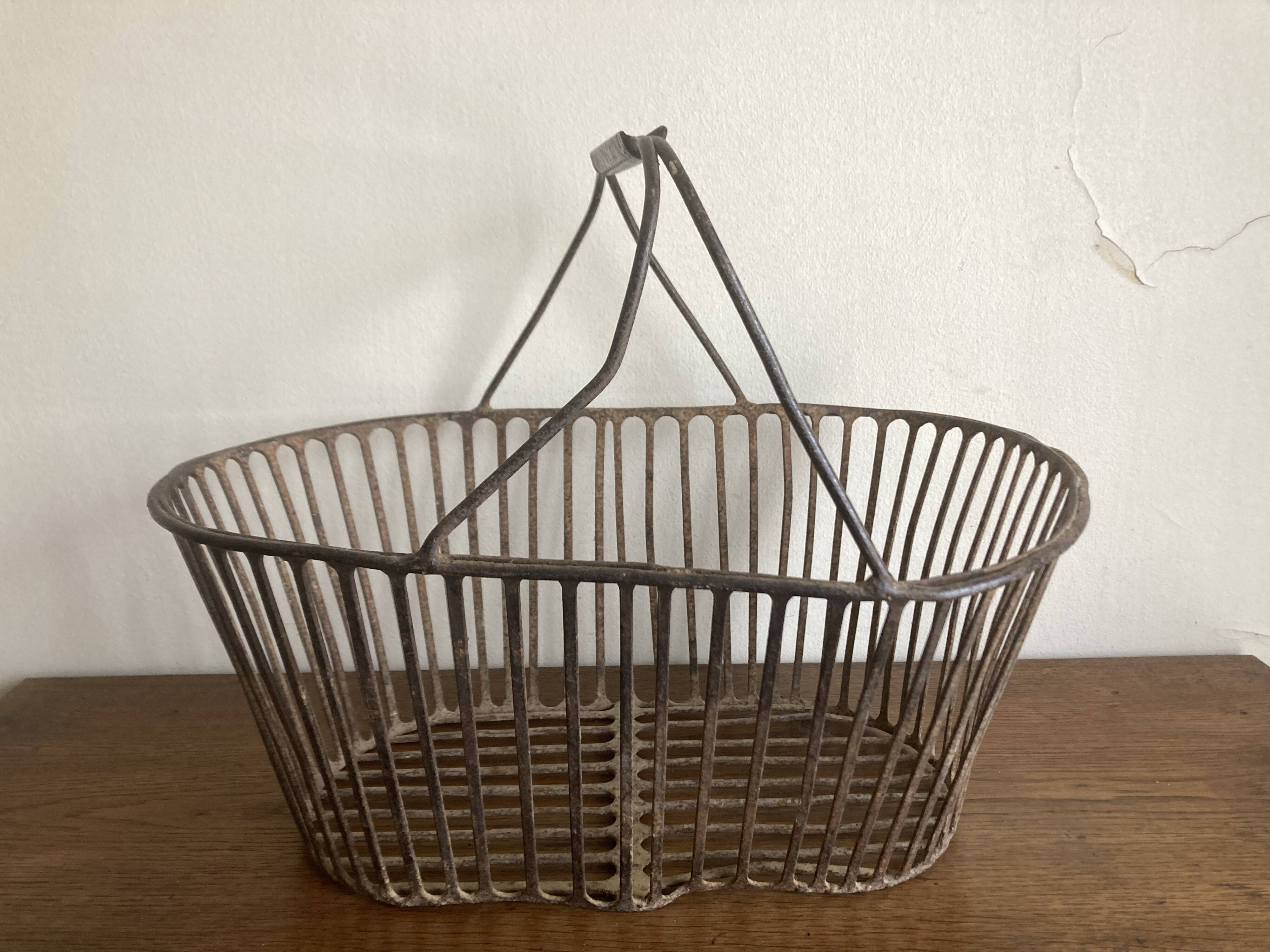 Country wrought iron harvest basket 1930