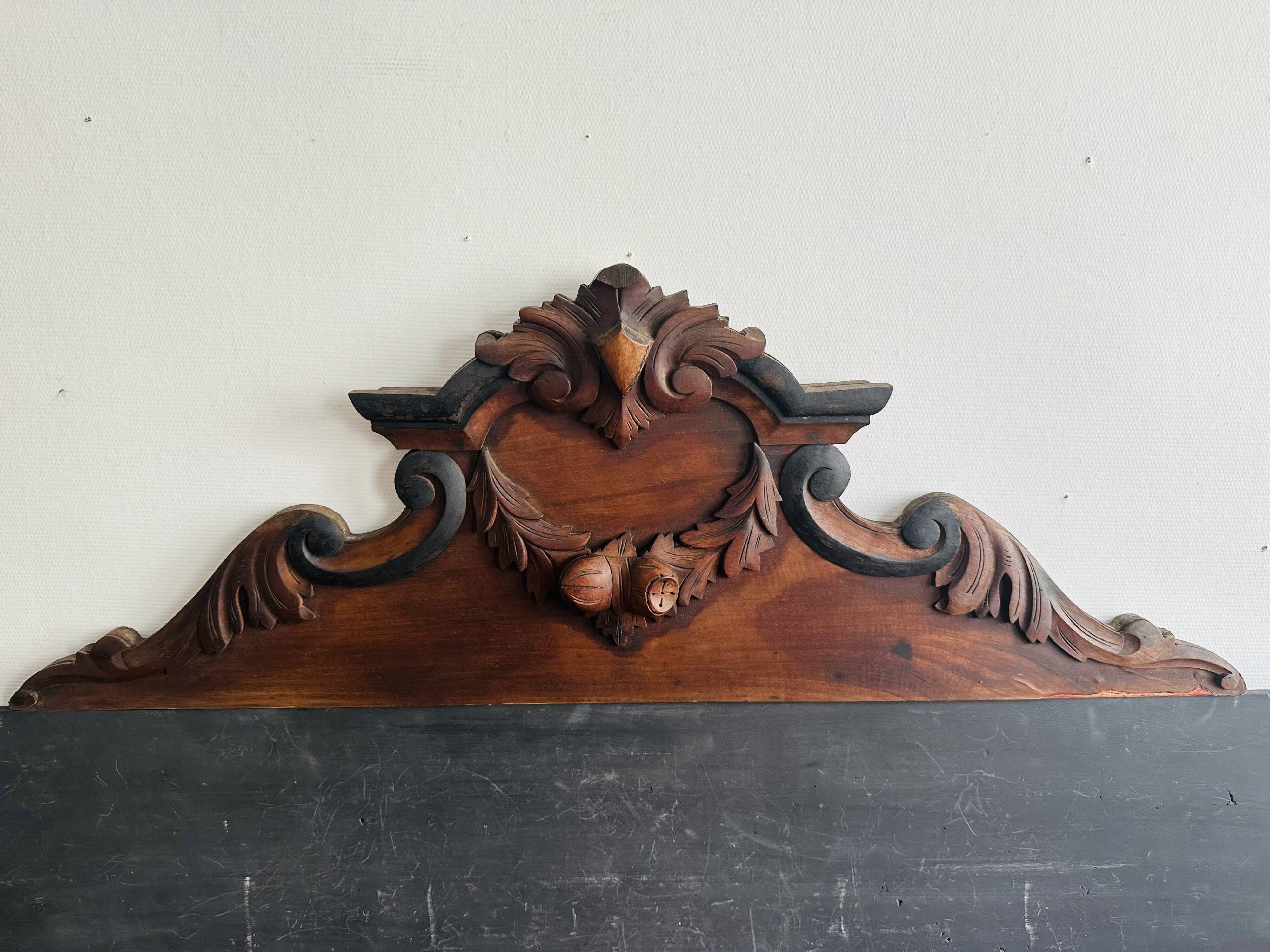 Large ancient carved wooden pediment, early 20th century
