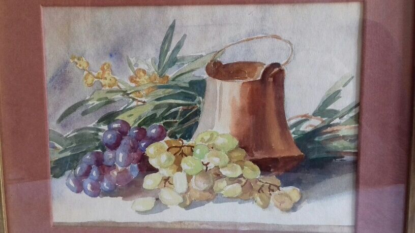Ancient painting, watercolor with grapes