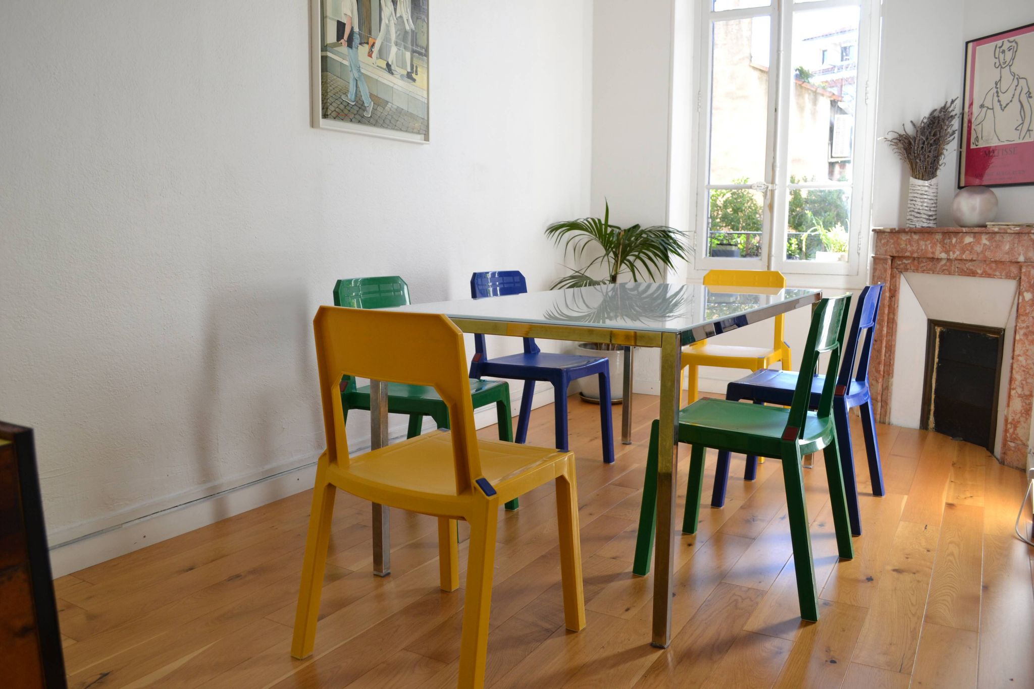 Set of 6 Altaïr chairs at Stamp by Henry Massonnet 80s era Menphis Postmodernism