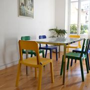 Set of 6 Altaïr chairs at Stamp by Henry Massonnet 80s era Menphis Postmodernism