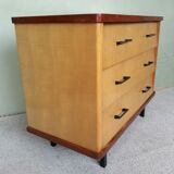 Commode en bois blond 3 tiroirs années 60