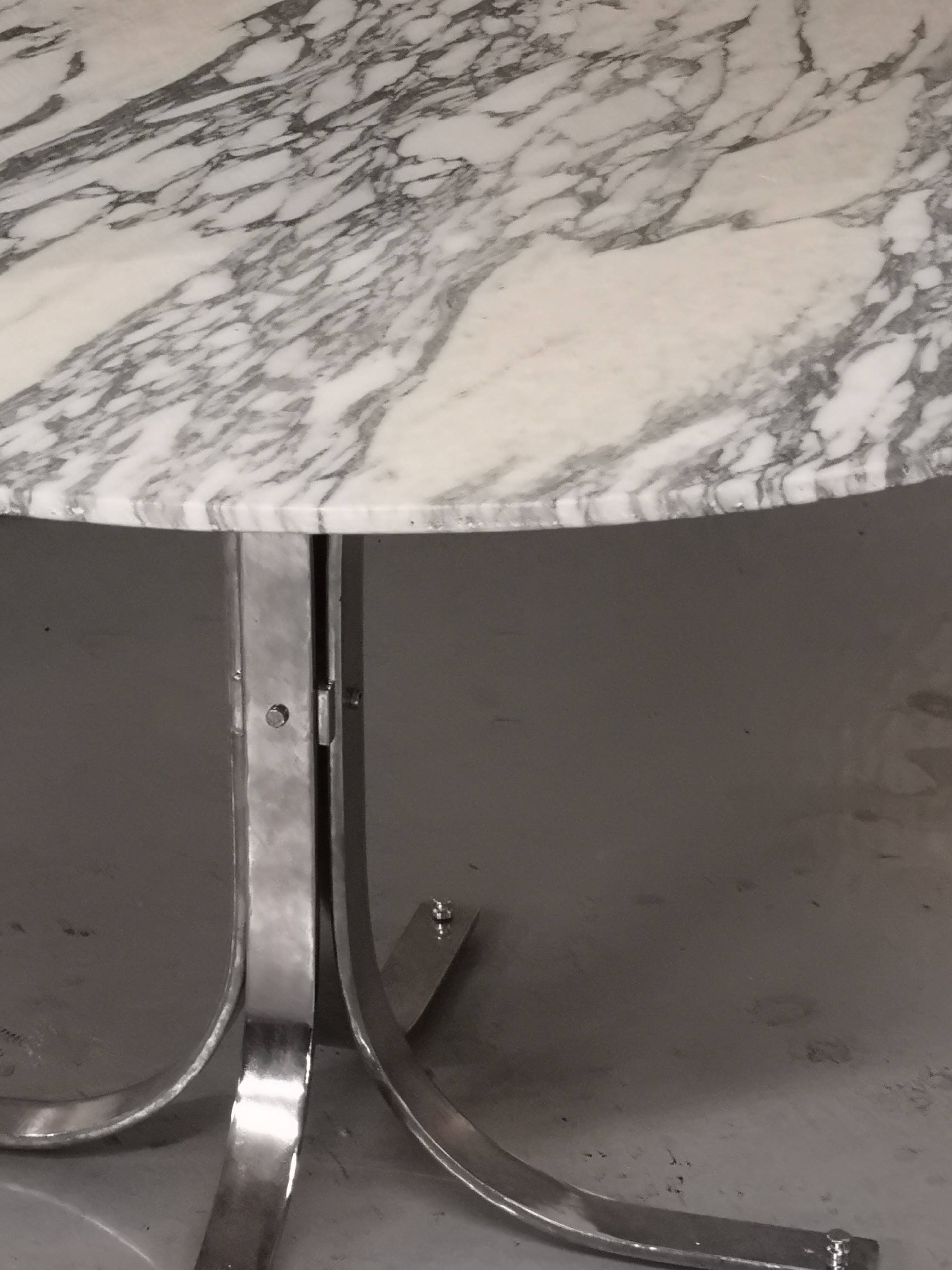 tulip table in marble and chrome metal italy 1970