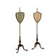 Pair of George IV standing screens in satin wood and fabric, England, 19th century.