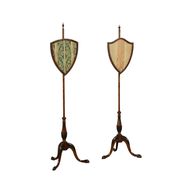 Pair of George IV standing screens in satin wood and fabric, England, 19th century.