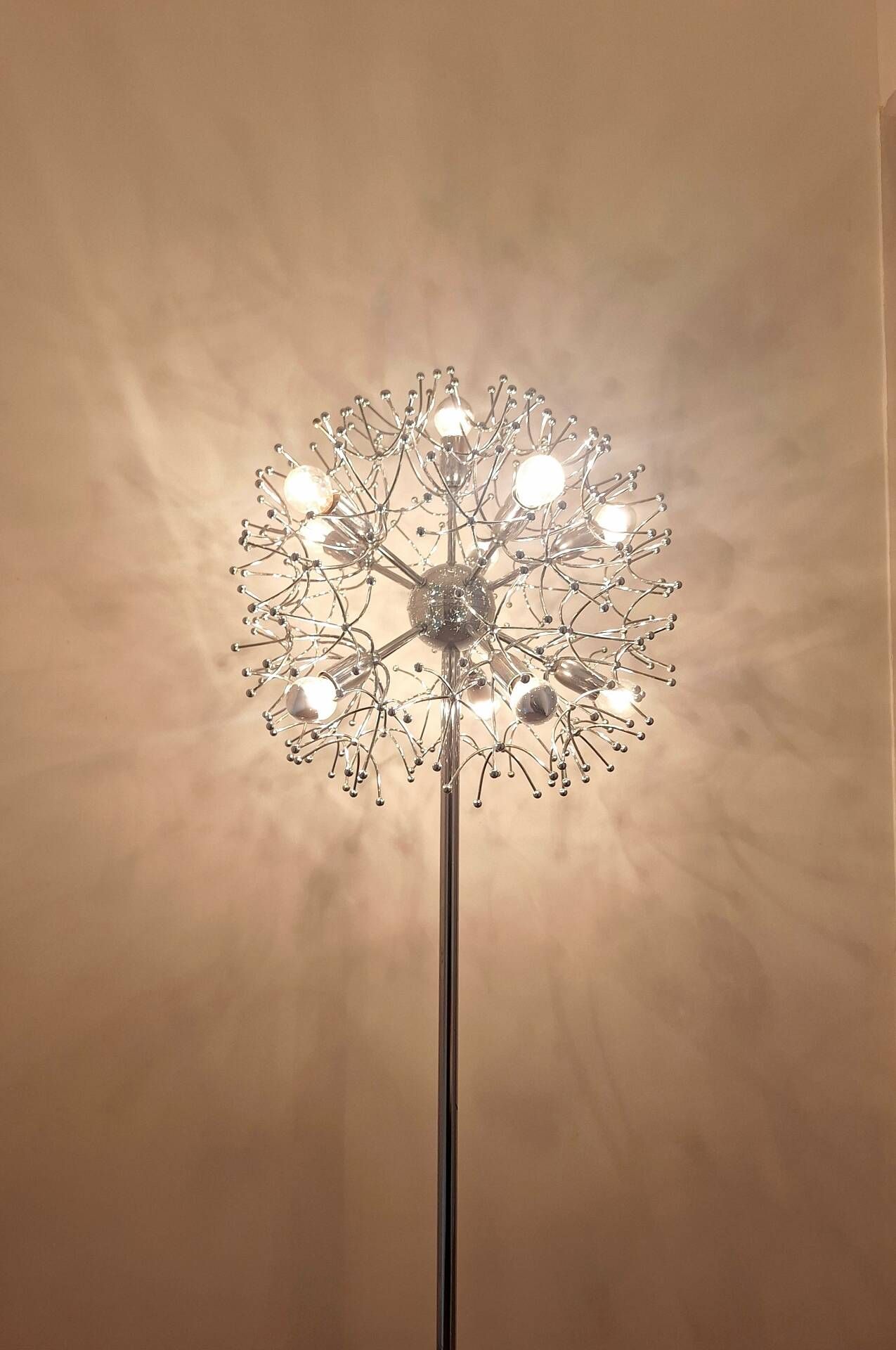 Sputnik floor lamp "Dandelion" designed by Gaetano Sciolari, lighting fixture vi