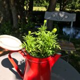 Red enamelled sheet metal coffee maker