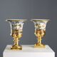 Pair of antique painted and decorated porcelain vases, France, 19th century.