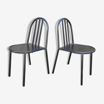 2 black metal chairs by Mallet Stevens