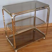 Service on wheels in gold brass and sunglasses - signed
