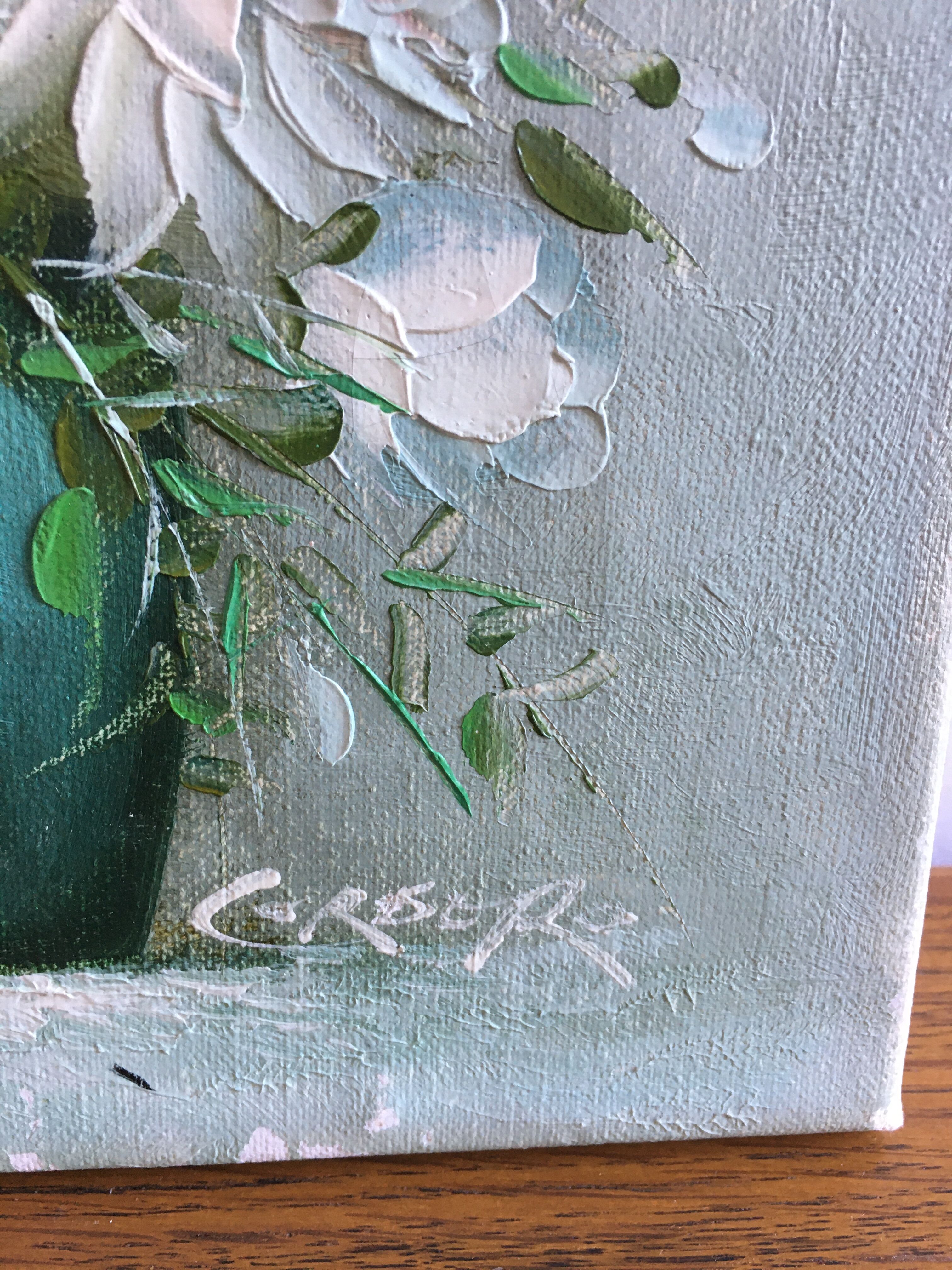 Peinture sur toile bouquet de fleurs blanches