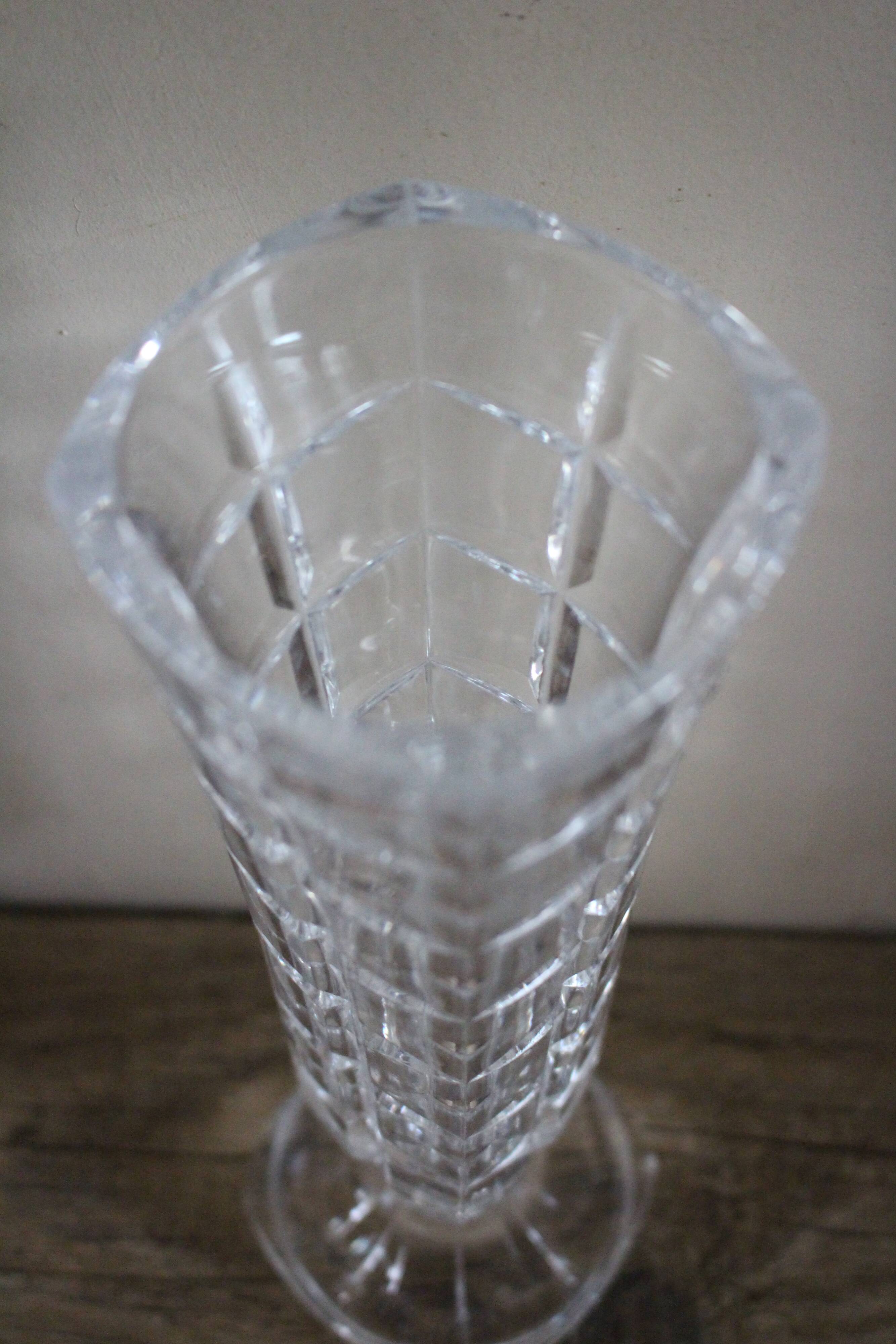 Vintage cut glass pedestal vase