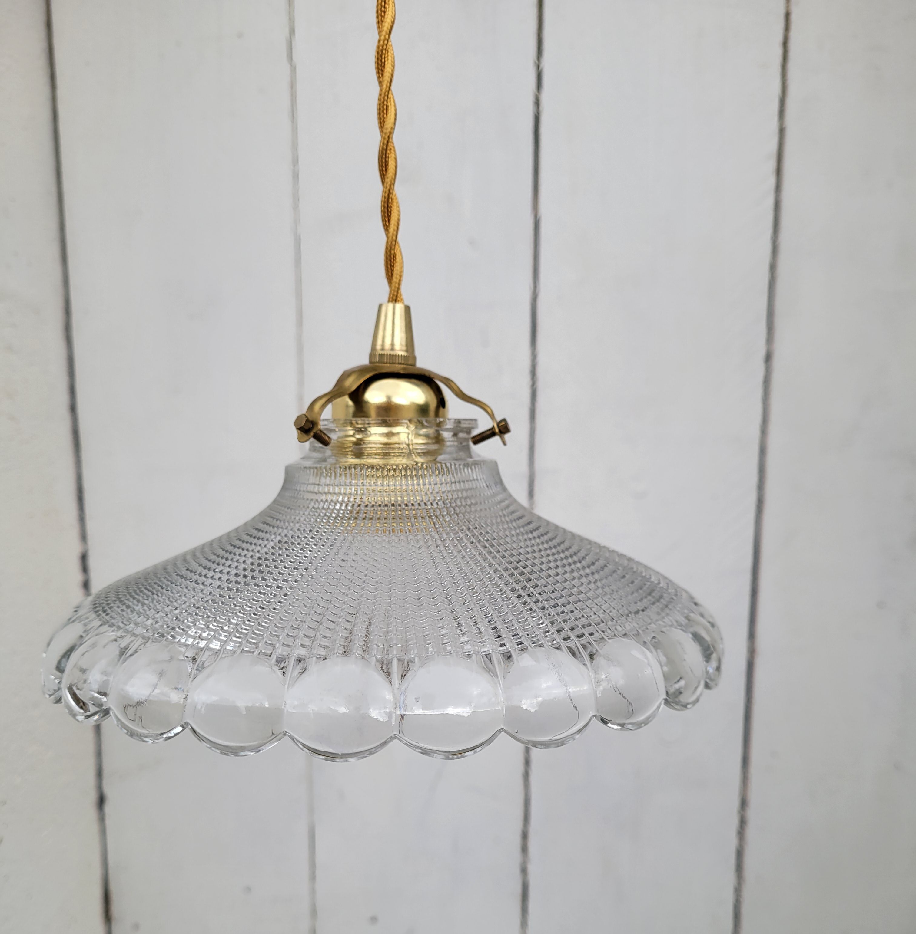 Holophane glass pendant lamp