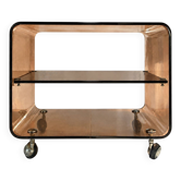 Chariot de service vintage en lucite fumé marron – Attribué à Michel Dum