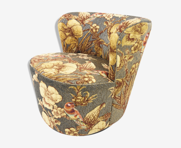 Cocktail chair swivelling grey and gold fabric