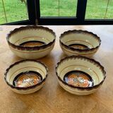 4 nesting salad bowls in enameled ceramic mbfa pont l abbé decorated vintage hand