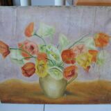 Oil on canvas bouquet of flowers early twentieth century signed