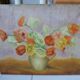 Oil on canvas flower bouquet early 20th century signed