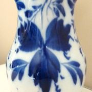 Carafe, antique jug, porcelain with stylised cobalt blue decorations, Art Deco.
