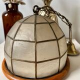 Vintage mother-of-pearl and brass pendant light 1970