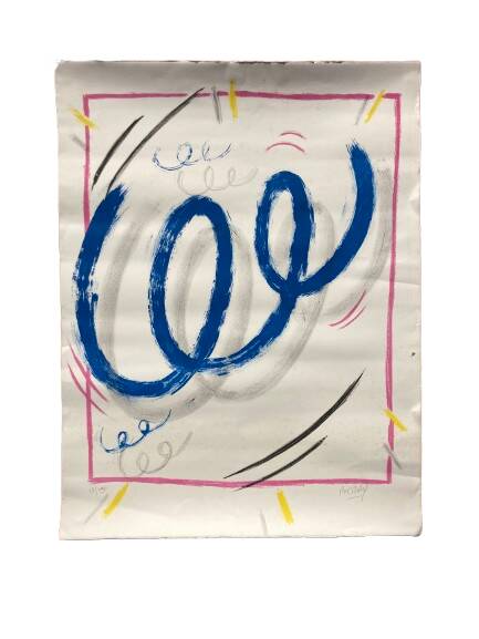 Technique mixte abstraite sur papier, signée Berry