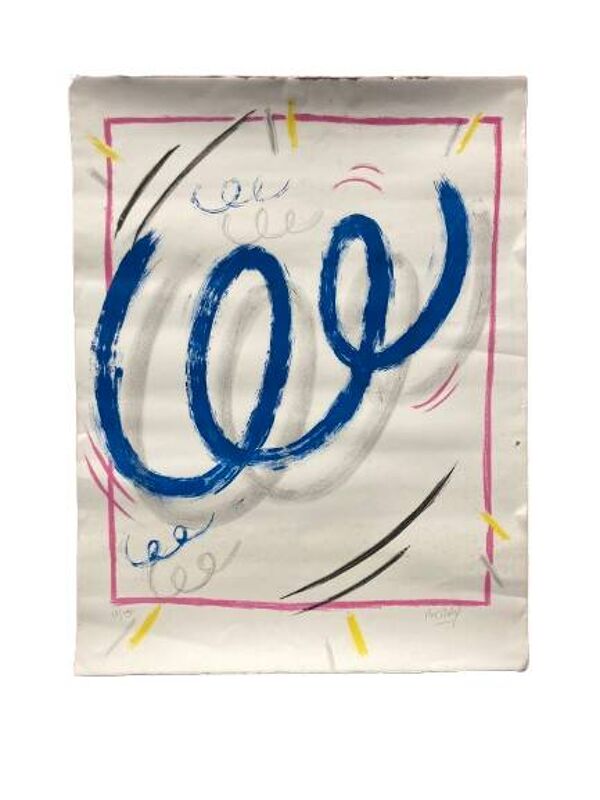 Technique mixte abstraite sur papier, signée Berry