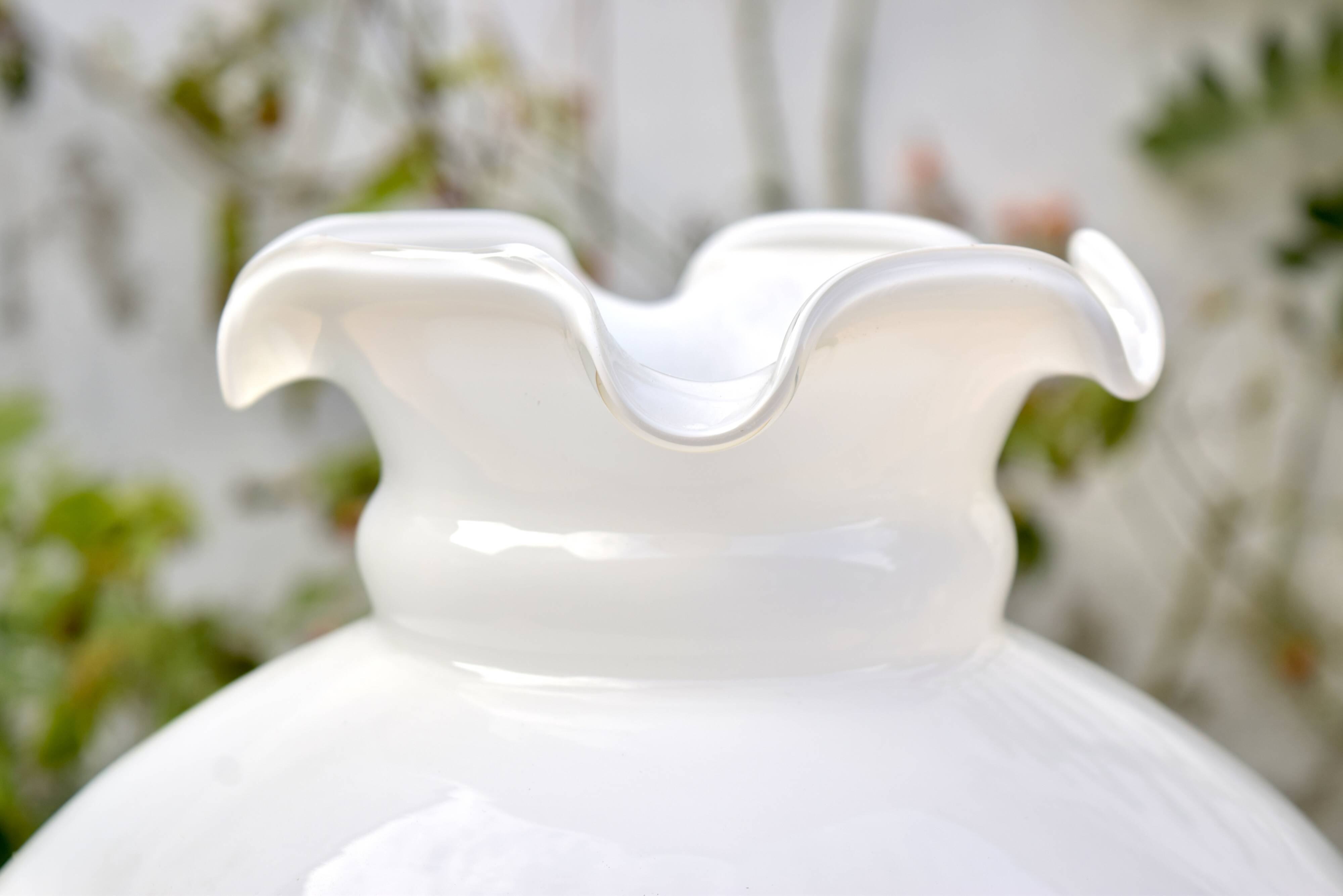 Large vintage lampshade in white opaline