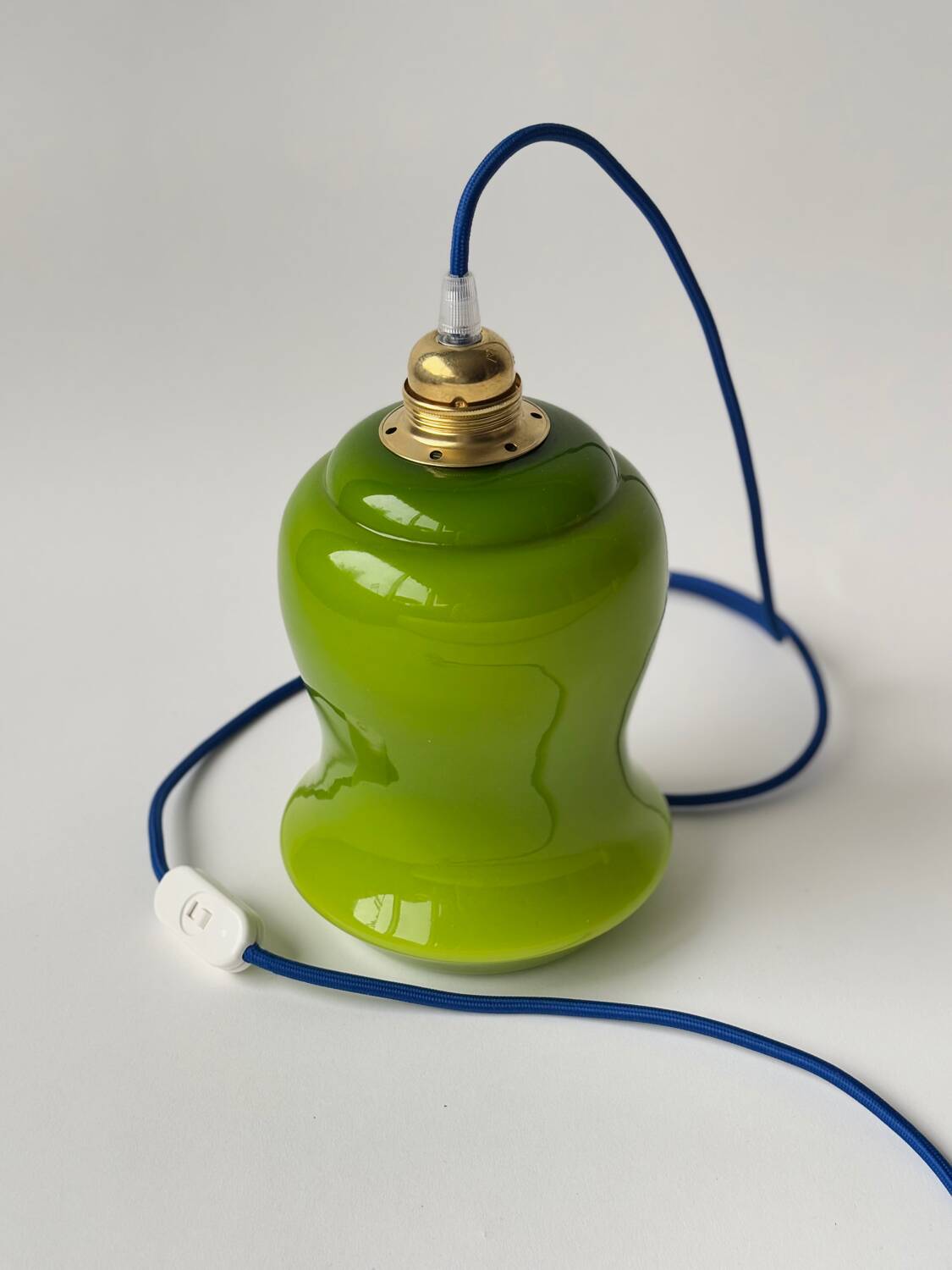 Vintage green opaline portable lamp