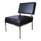 Chrome metal and imitation leather armchair from the 50s