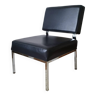 Chromed metal and imitation leather fireside chair from the 1950s
