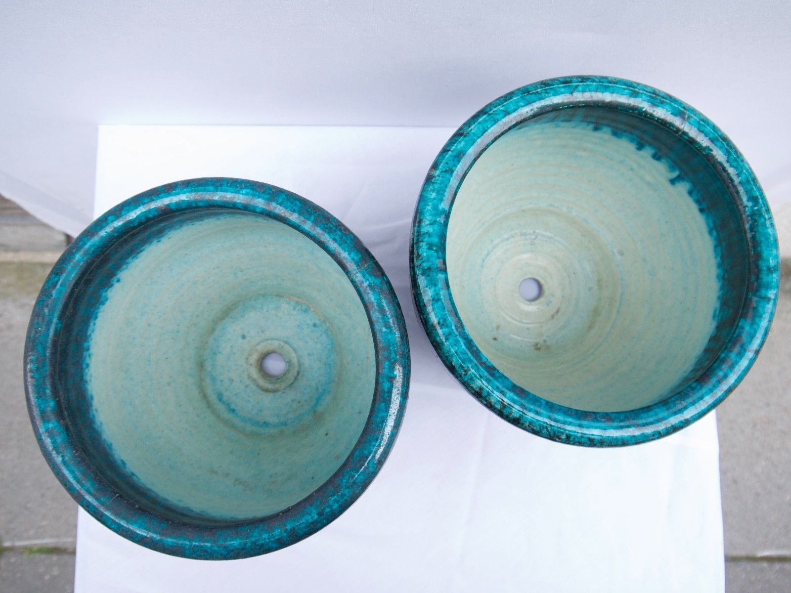 Pair of Accolay vintage ceramic pot cover