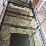 Vintage dining set – smoked glass & chrome – 5 chairs – year