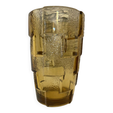 Vintage yellow checkered vase