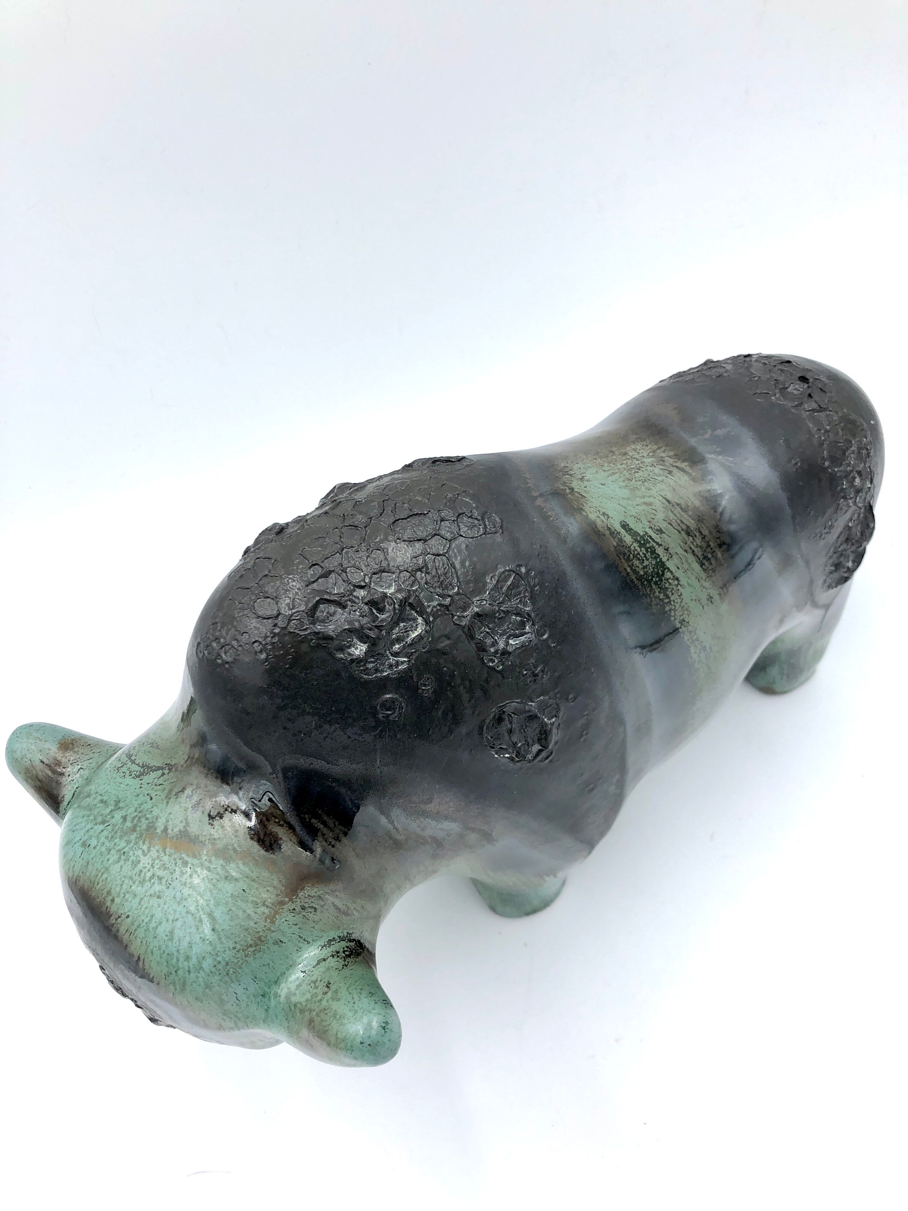 Ceramic bison by Kurt Tschorner