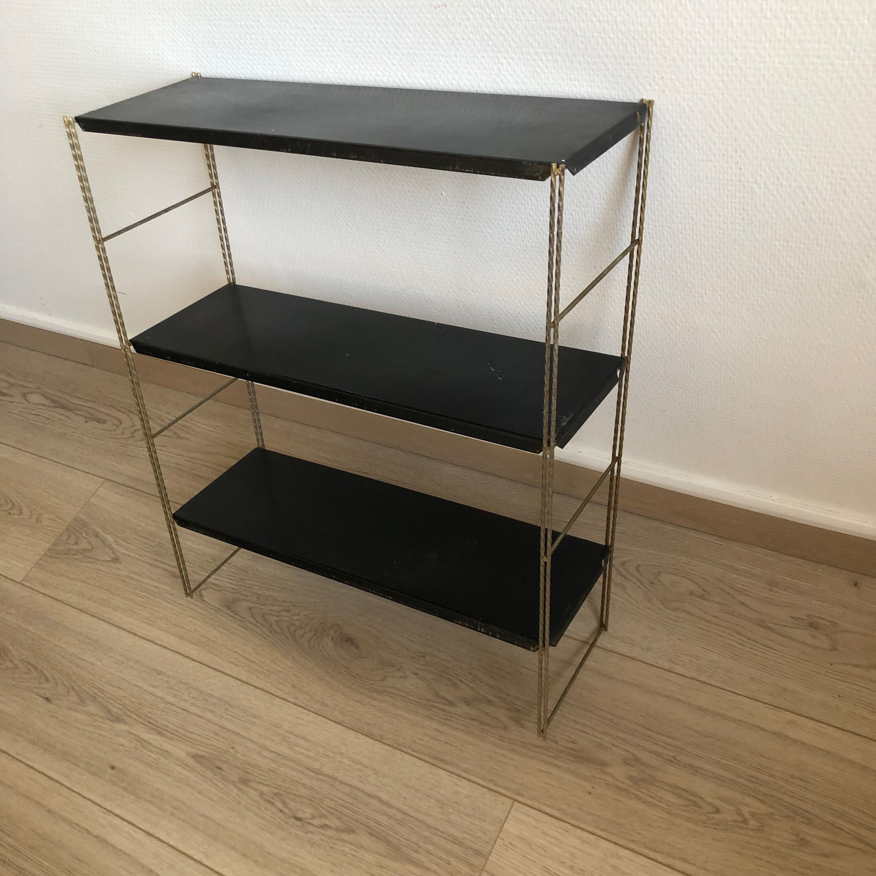 Etagère noire dorée 58x49cm vintage 1960